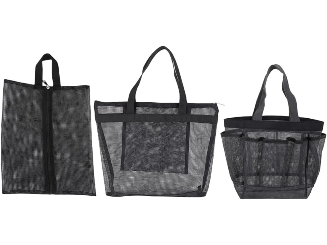 Neceser De Viaje De Malla De 3 Piezas, Neceser Portátil Para Cosméticos, Ideal Para La Playa, El Camping Y Los Deportes.