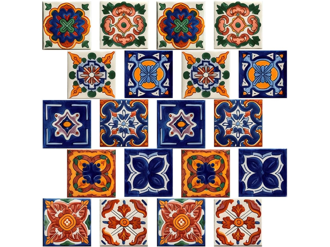Pegatinas Azulejos Estilo Marroquí 20 Unidades Pvc Removibles Decoración Paredes Interiores Balcones Fáciles