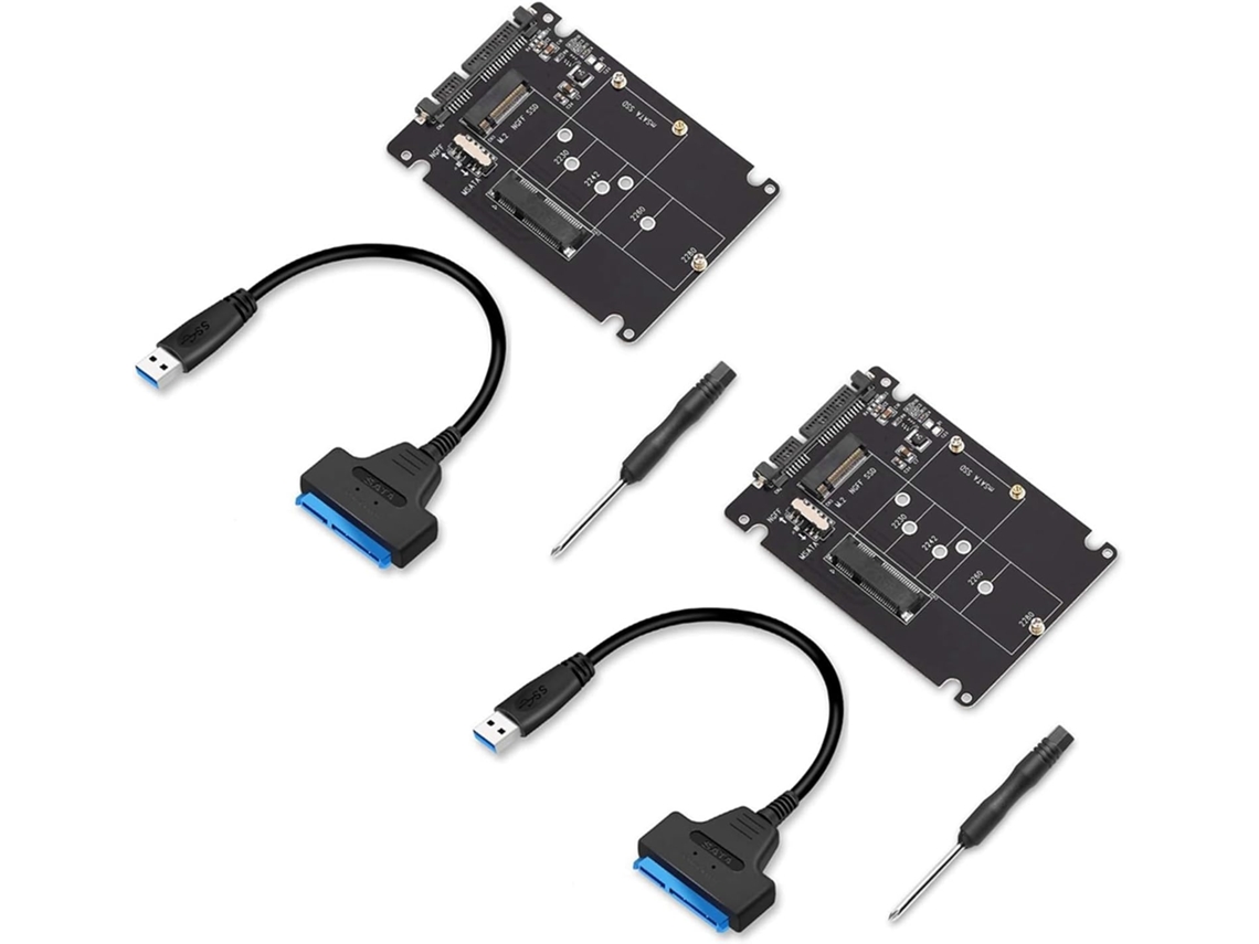 Adaptador Convertidor De Lector De Tarjetas Para Discos Duros M.2 Ngff O Msata (2 Unidades) A Usb 3.0 A 5.