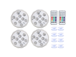 4 Lámparas Led Rgb Subacuáticas Ip68 Con Control Remoto De 21 Teclas Y Ventosas Para Piscinas.