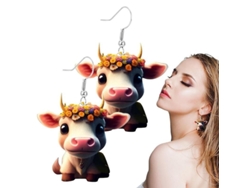 2026-aretes De Vaca Bonitos Pendientes Animales De Granja Material Acrílico Para Mujer Joyería De Animales