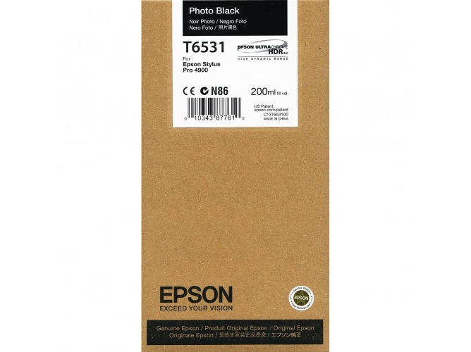 Cartucho de tinta original EPSON, T6531 2 ml , Negro foto, Estándar, C13T653100