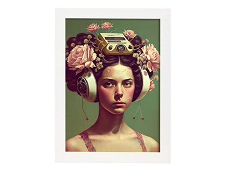 NACNIC Poster Auricular de Flores En Estilo Surrealismo Cinematográfico Ilustraciones y Grabados de Historieta Abstracta y Artística A3 Marcos Blan...