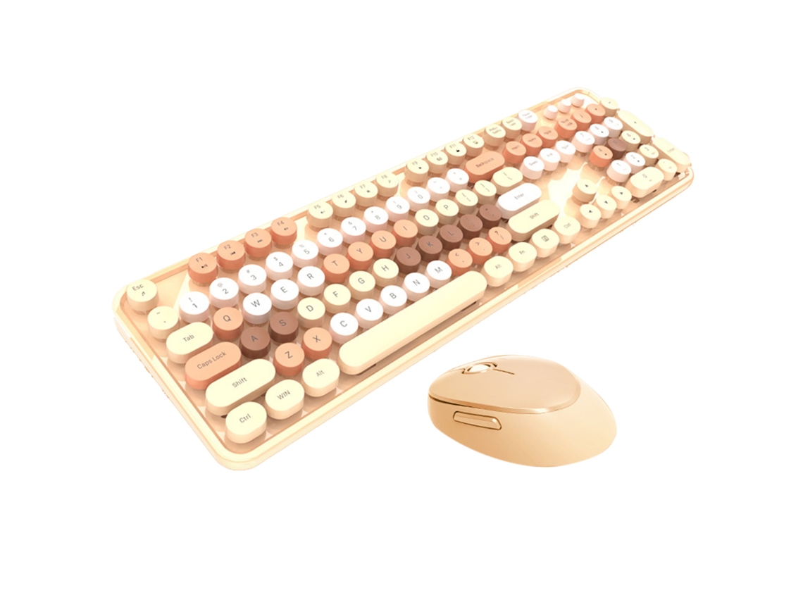 Teclado Y Ratón Inalámbricos Para Juegos, Diseño De Amplio Rango, Color Té Con Leche, Plástico Duradero.