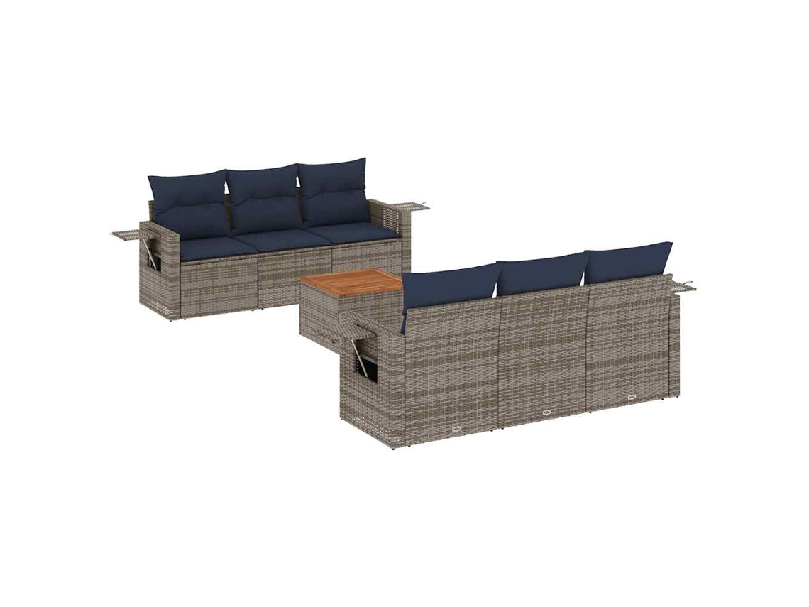 Maison Exclusive - Conjunto De Sofá De Jardín De 7 Piezas Con Cojines, Poliratán Gris