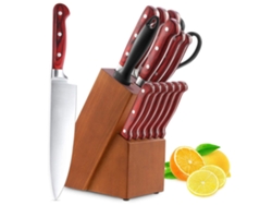 Juego De 15 Cuchillos De Cocina Con Bloque De Madera, Acero Inoxidable Alemán, Homgeek