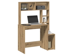 Escritorio | Mesa | Escritorio con estantes fabricado en madera de roble artesanal.