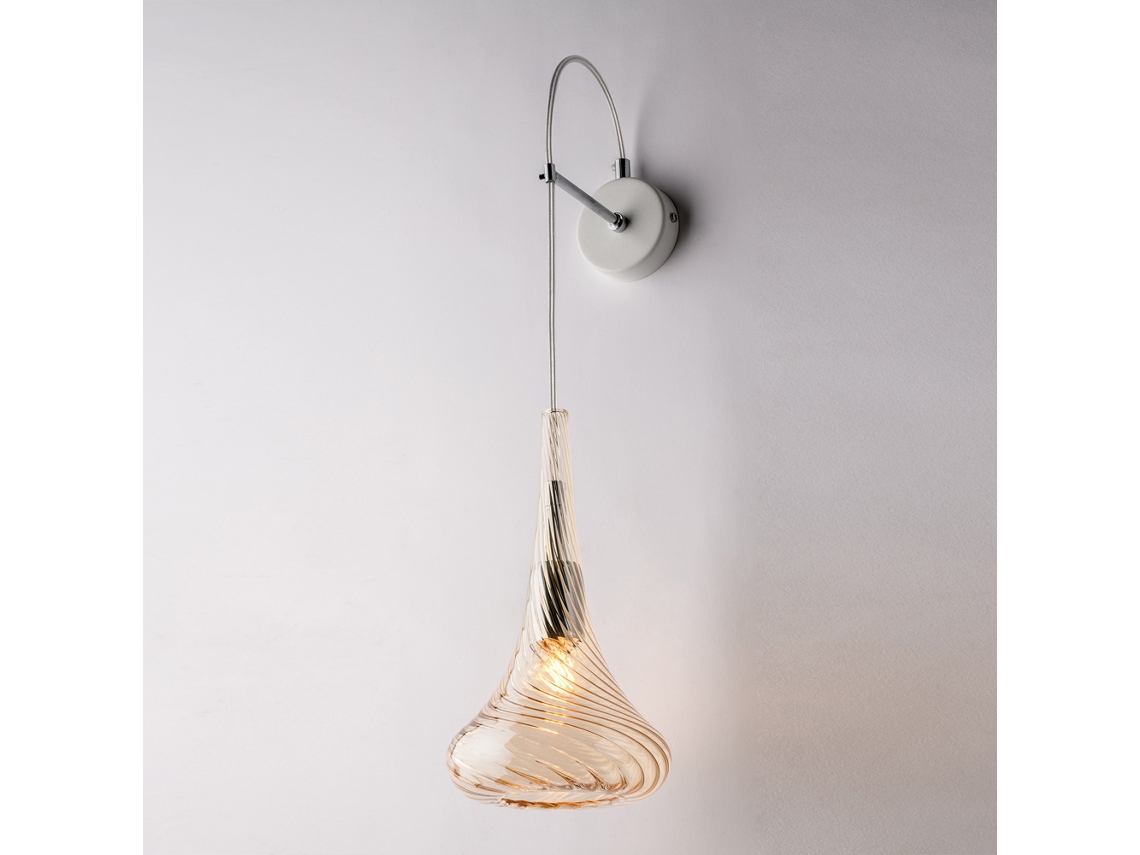 Nemesi - Aplique De Hierro Con Cristal Pyrex Ámbar 1 Luz .14 - P.21 - Bl280-ap1-am