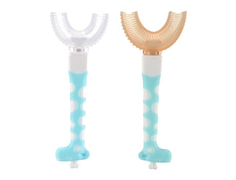 Cepillo de dientes en forma de U para niños: el cabezal redondo de silicona hace que el cepillado sea divertido y fácil (multi)