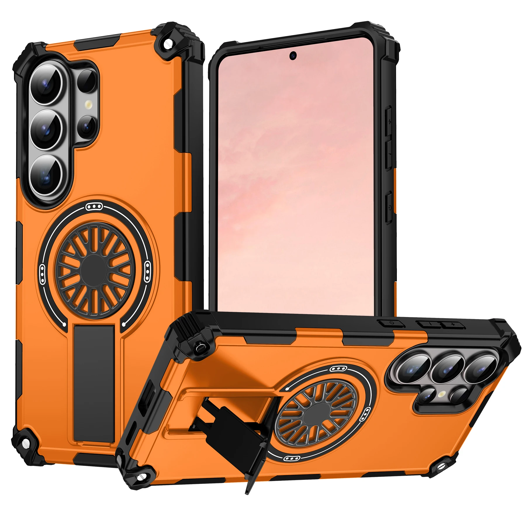 (galaxy S24 Fe Naranja) Compatible Con La Funda Protectora Magnética Samsung Magsafe Con Soporte Plegable Y Cubierta Trasera.