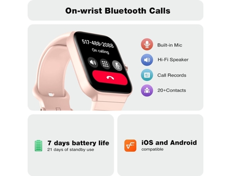 Smartwatch CHRONUS IDW15 Rastreador de Fitness Rosa