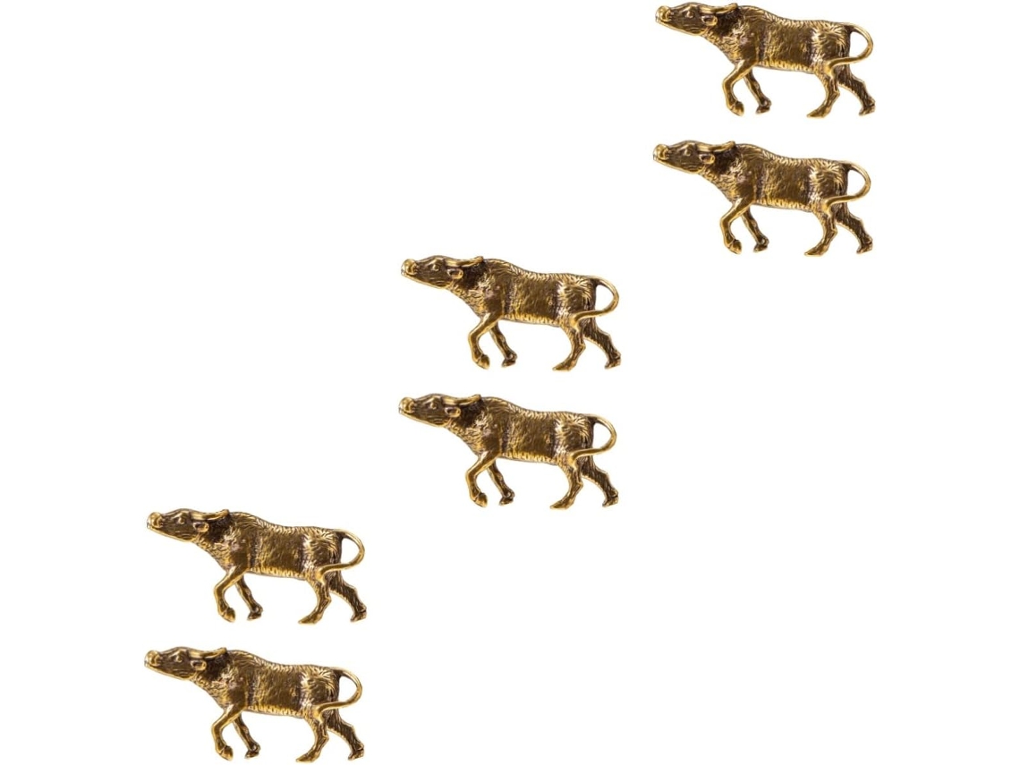 Juego De 6 Colgantes De Latón Con Diseño De Vaca, Decoración Creativa, Llaves Y Accesorios, Miniatura Original Y Elegante.