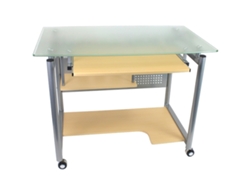 Modelo: Mesa Wheel con ruedas y tapa de cristal para ordenador de Yelloo