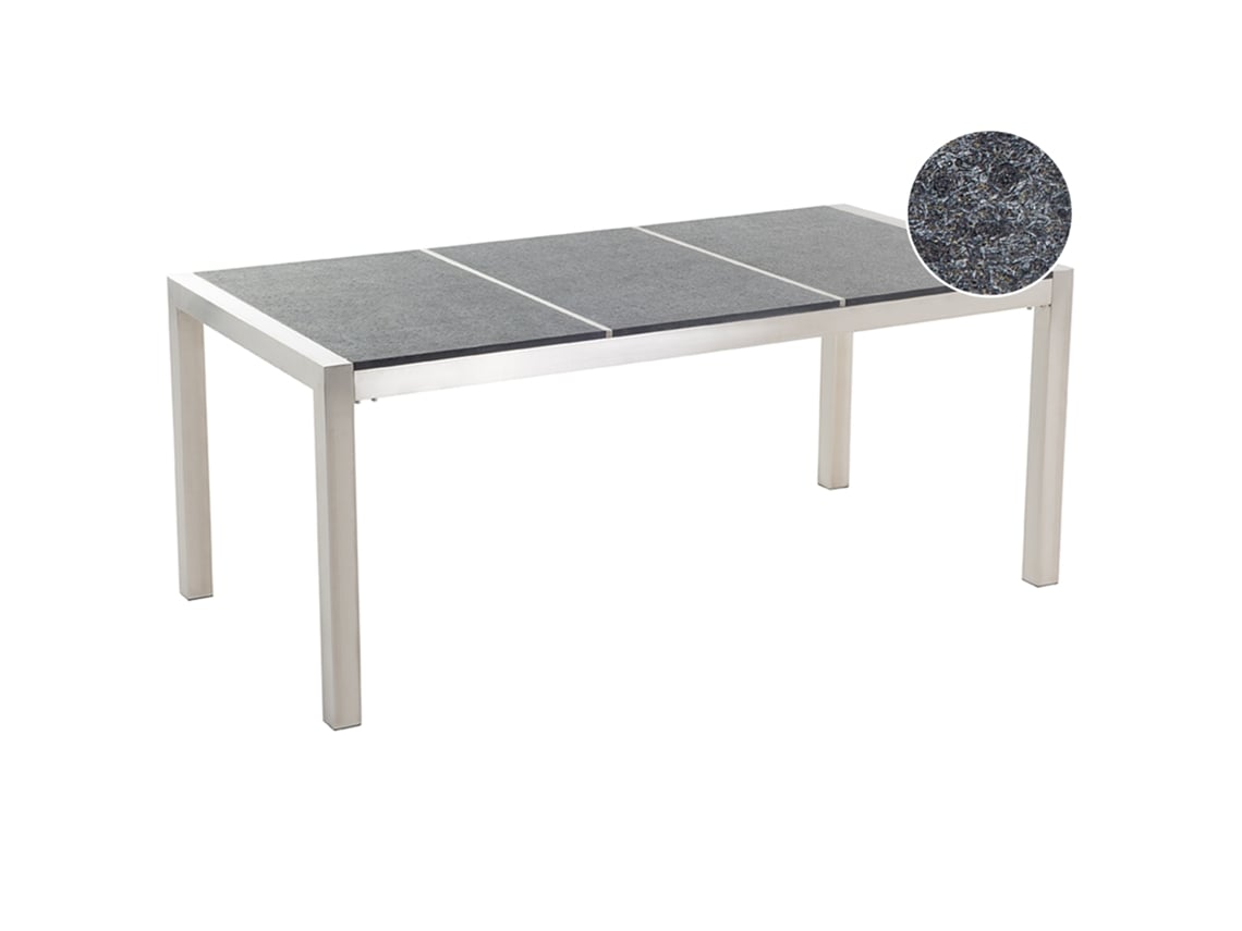 Mesa De Refeição De Jardim Grosseto 180 Cm 90 Cm Flameado Granito Cinzento Grafite