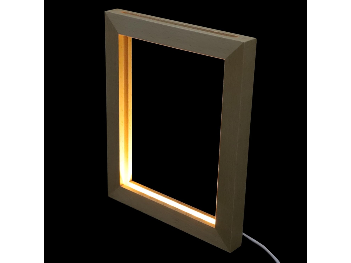 Marco Fotos Led Madera Color Caqui Nocturna 3d Creativa Diseño Elegante Cocina Oficina Portafotos Funcional