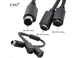 Cable Adaptador Divisor En Y Mini Din De 6 Pines Ps/2 (1 Macho A 2 Hembras, 0,3 M, 30 Cm) Para Teclado, Ratón Y Escáner.