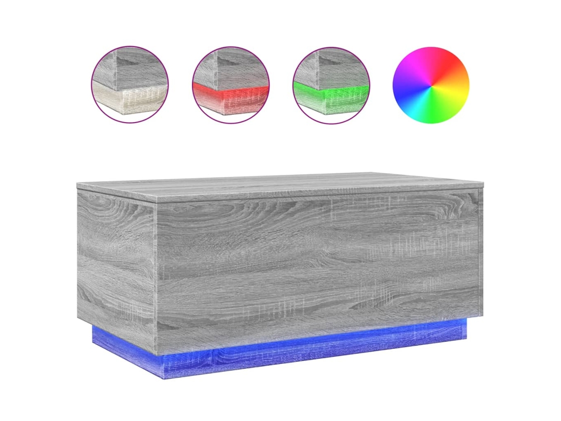 Mesa de centro Sonoma MAISON EXCLUSIVE gris con luces LED (90x50x40 cm)