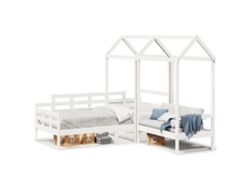 Conj. Sofá Cama Y Banco Con Techo 80x200cm Pino Macizo Blanco Dkd Home Decor