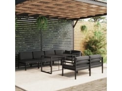 Conjunto de jardín de 8 piezas con cojines de aluminio antracita, Dkd Home Decor