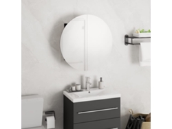 Armario De Baño Con Espejo Redondo Y Led Negro 40x40x17,5 Cm