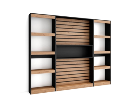 Librería estantería 230x186x25cm Salón Comedor Oficina Con Almacenaje Roble y negro