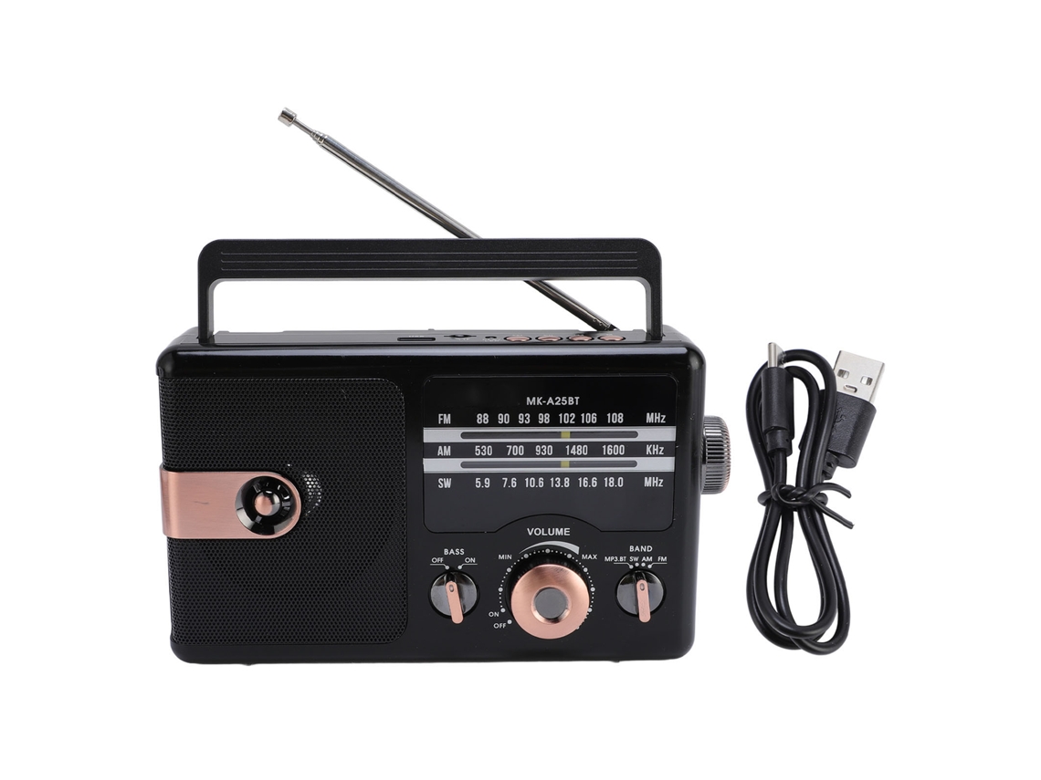 Radio portátil con banda completa y altavoz Bluetooth