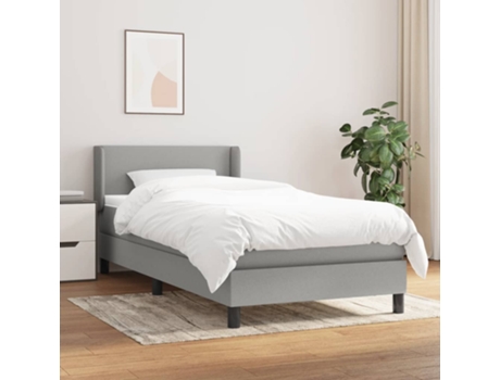 vidaXL Cama con somier y colchón 90x200 cm tela gris claro