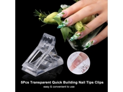 Juego de 5 piezas de puntas de gel de uñas transparentes para construcción rápida, clips para extensión de dedos, pinzas de plástico con LED UV, kit de herramientas de arte Ma Nicure GOKOCO