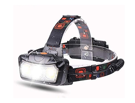 Linterna frontal, 15000LM Linterna frontal LED Linterna frontal Linterna frontal Super brillante Linterna frontal impermeable Lámpara frontal (Negr...