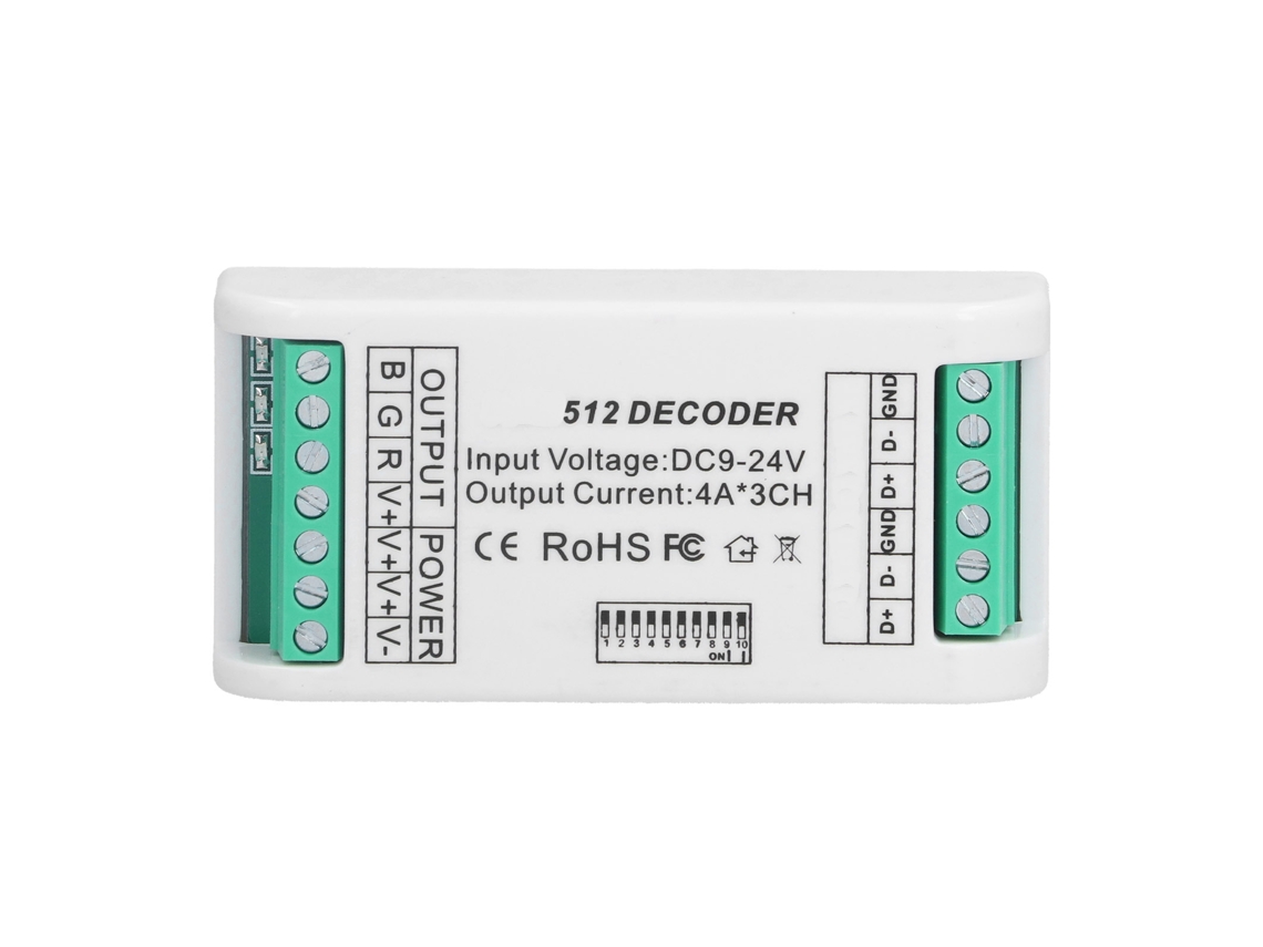 2026-controlador De Decodificador Led Rgb De 3 Canales Dmx512 Para Tiras Led, Voltaje Constante 9‑24v