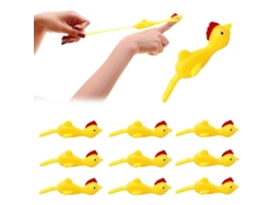 10 Piezas De Tirachinas De Goma Con Forma De Pollo Para Niños Con Tartamudez. Juguetes Divertidos Para Navidad Y Pascua. Color Amarillo.