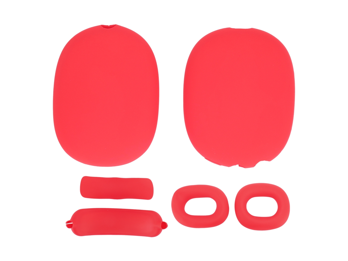 Kit De Funda Protectora De Silicona Para Auriculares Supraaurales Ios Con Almohadillas Acolchadas - Rojo