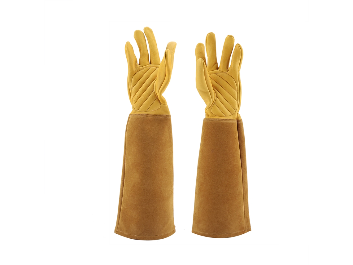 Guantes De Jardinería De Cuero Resistentes A Las Perforaciones Para Podar Rosales Altos, Protectores, Talla M, Amarillos.