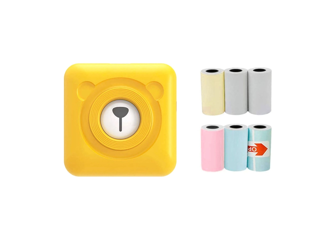 Mini Impresora Térmica Portátil Bluetooth, Amarilla, Para Fotos, Notas, Planes De Trabajo E Impresión De Papel.