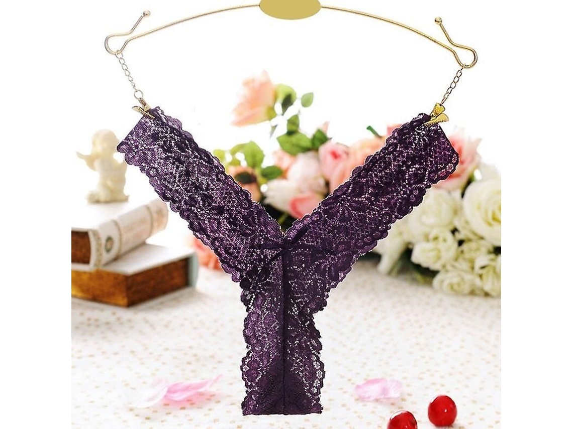 2026-tanga Mujer Sexy Encaje Transparente Malla Algodón Baja Cadera Estampado Floral Talla Única