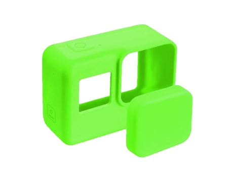 Carcasa Protectora de Silicona y Tapa de Lente SLOWMOOSE para Cámara Go Pro Action 1 Verde