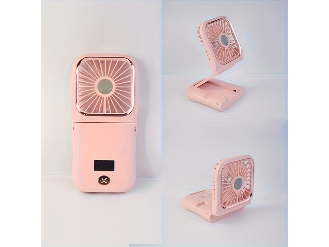 Ventilador Portátil Con Pantalla Digital, Diseño Plegable Ideal Para Llevar Alrededor Del Cuello, Carga Usb, Fácil De Usar, Alta Resolución.