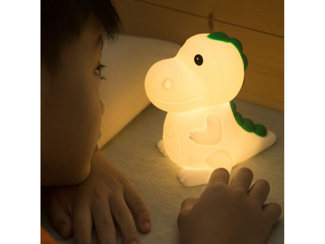 Luz Nocturna Led Con Forma De Dinosaurio, Fabricada En Silicona.