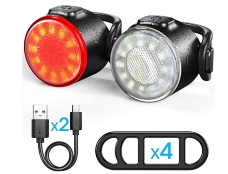 Luces para bicicleta Luces para bicicleta Luces para bicicleta delanteras y traseras Luz para bicicleta recargable por USB Luz LED para bicicleta a...