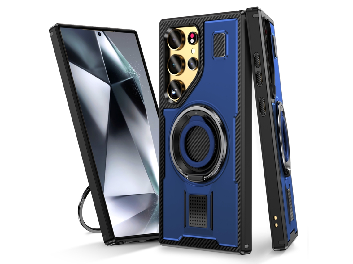 Capa Giratório para Samsung Galaxy S24 Ultra  Metal Anti-Choque Prateado