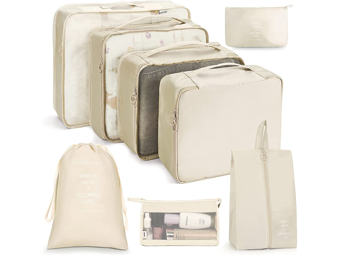 KOFIHETY Organizadores de equipaje de viaje para maletas, bolsa de compresión para guardar ropa interior y ropa interior para vacaciones familiares (8 piezas)