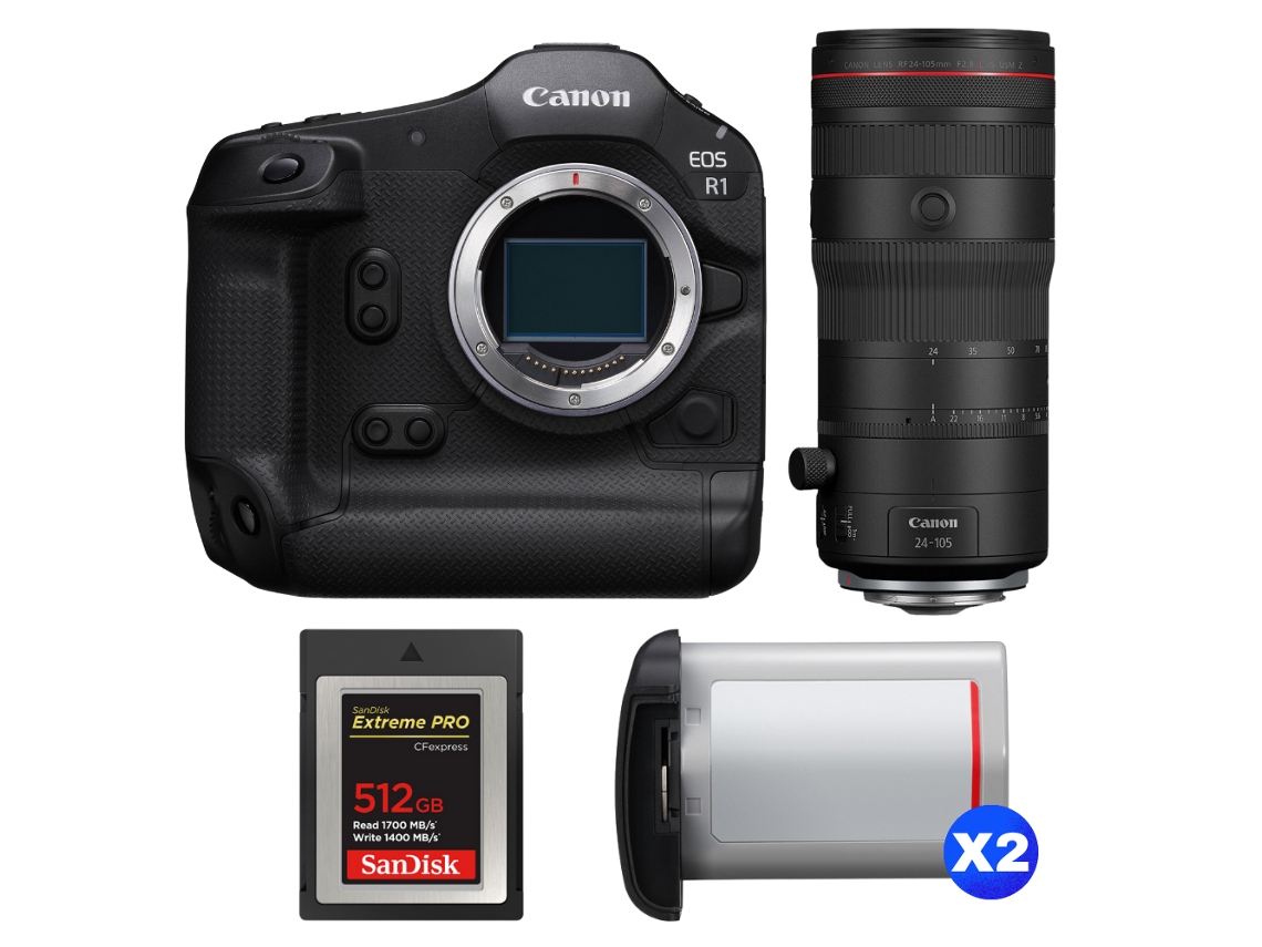 Canon Eos R1 + Rf 24-105mm F/2.8 L Is Usm Z + 1 Sandisk 512gb Extreme Pro Cfexpress Type B + 2 Canon Lp-e19 + Ebook Pricedirect