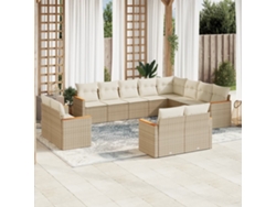 Conjunto de 12 sofás de jardín con cojines de mimbre beige de DKD Home Decor