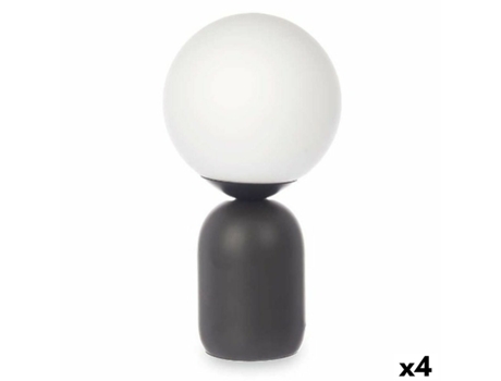 Lámpara de mesa Bola 40 W Blanco Negro Cerámica 15 x 28,5 x 15 cm (4 Unidades)