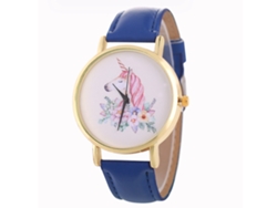 Reloj De Mujer Casual Con Movimiento De Cuarzo Y Correa De Cuero Pu Azul