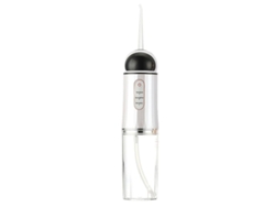 Irrigador bucal eléctrico portátil Yizhood de 3 velocidades con capacidad de 220 ml y kit de limpieza con apagado inteligente (blanco)