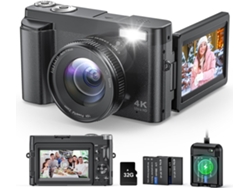 Cámara Digital 4k Para Fotografía Y Video, Enfoque Automático, Antivibración, 48 Mp, Para Vlogs De Youtube (negra)