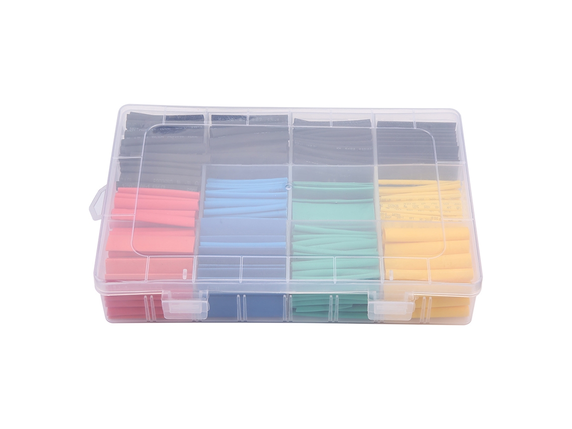 Kit De 530 Tubos Termorretráctiles Para Cables Y Alambres Con Estuche Transparente.