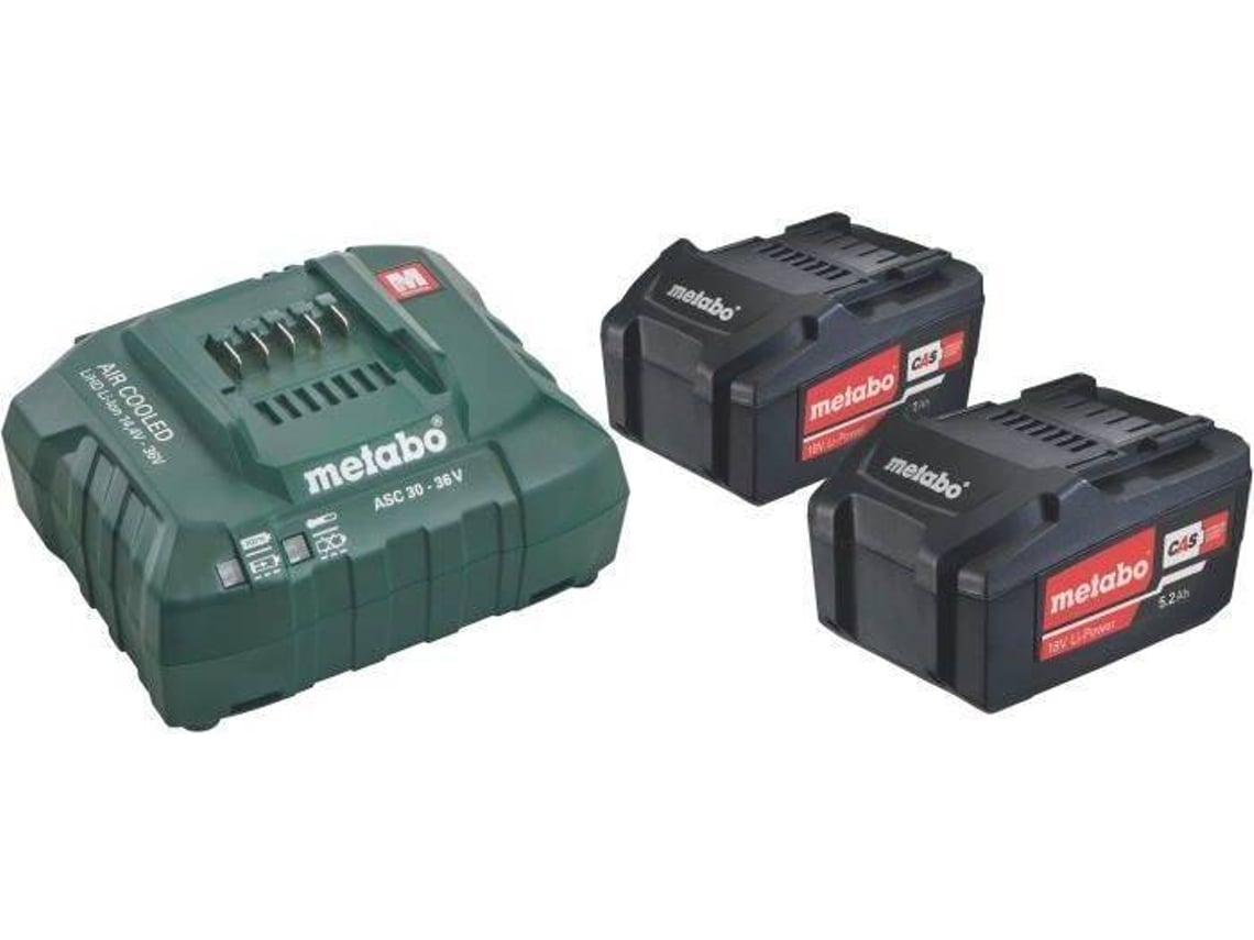 Conjunto Cargador y 2 Baterías METABO 2 x 5,2 Ah