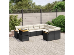 Conjunto de sofás de jardín de 10 piezas DKD Home Decor con cojines de mimbre negros